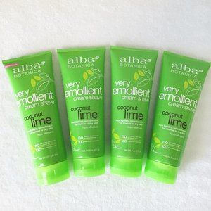 Bundle of Four Alba Botanica Very Emollient Cream Shave Coconut Lime 8 Oz Each